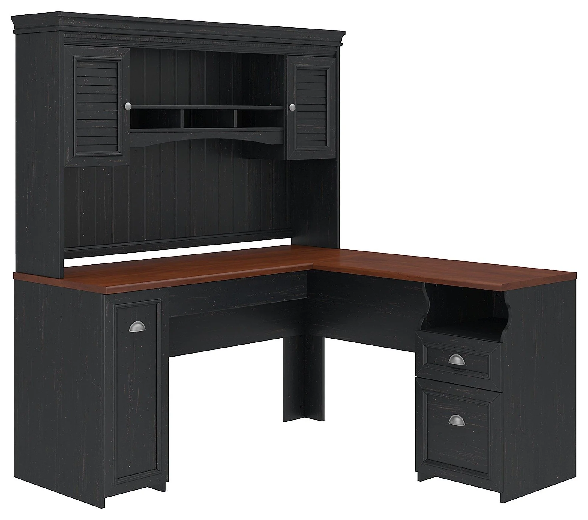 Bush Fairview FV004AB L Shaped Desk with Hutc Value City Furniture